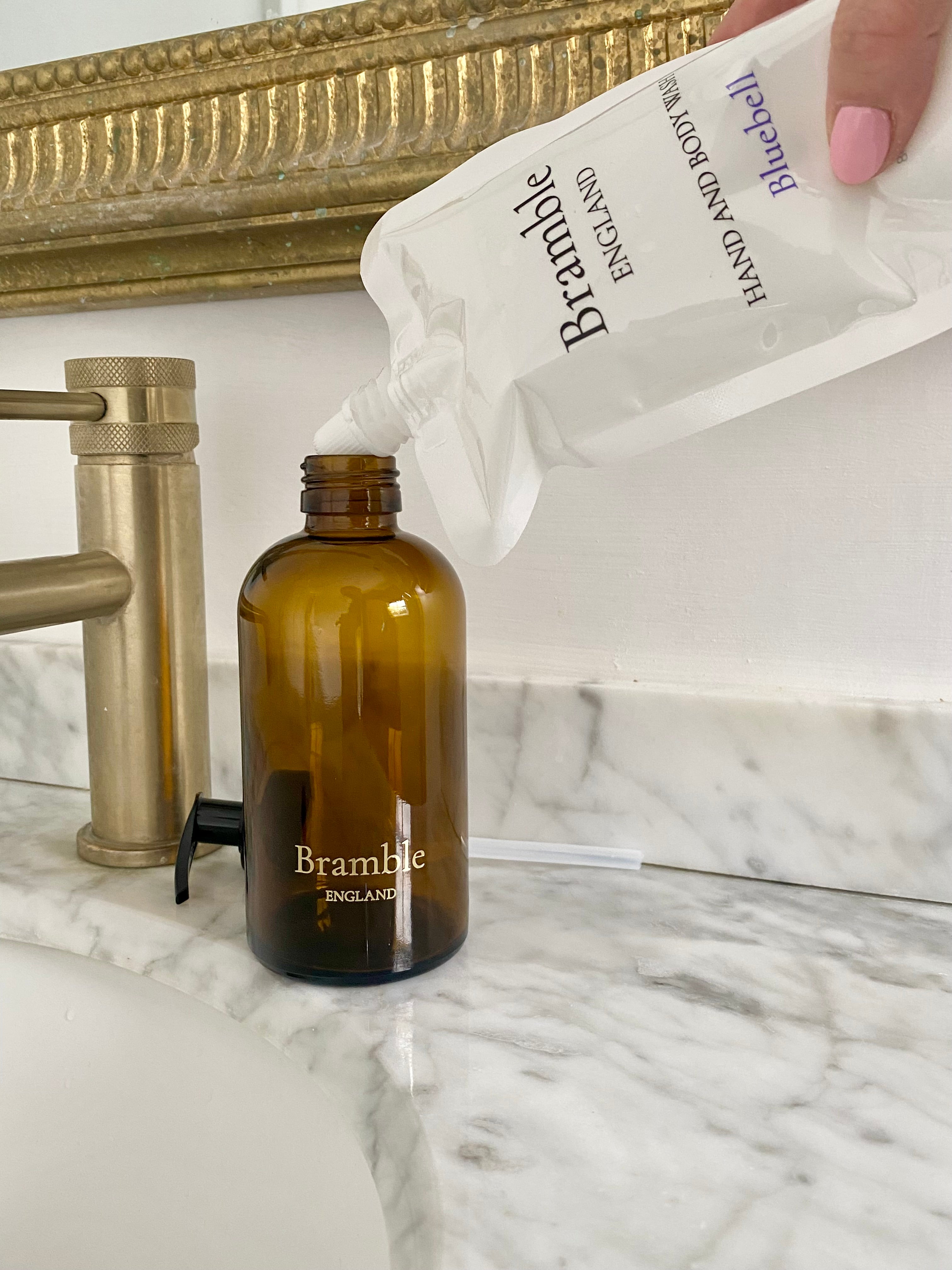 Amber Glass Wash + Lotion Bottle with Pump 250ML