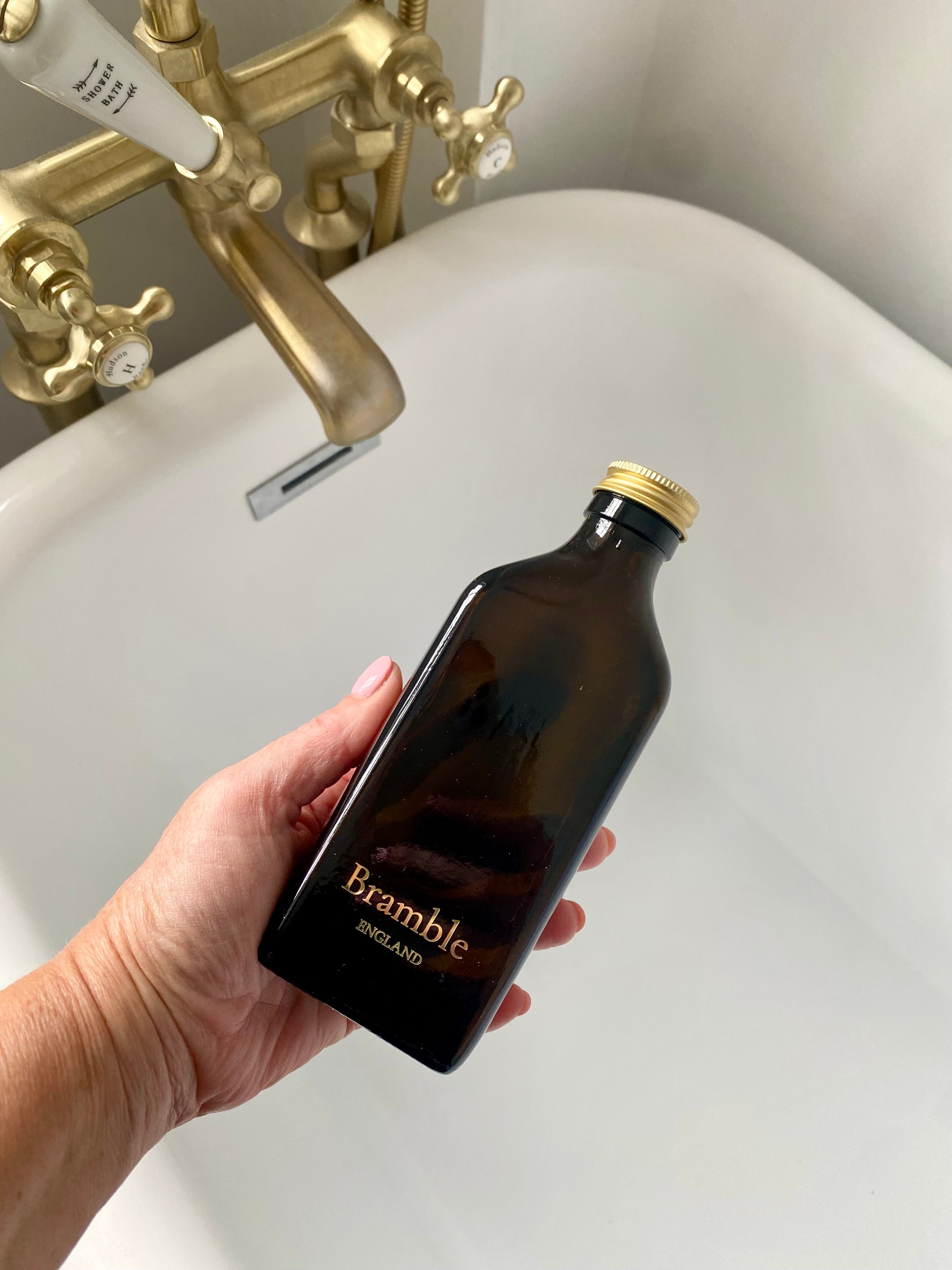 Amber Glass Rectangle Wash with Gold screw lid 200ML