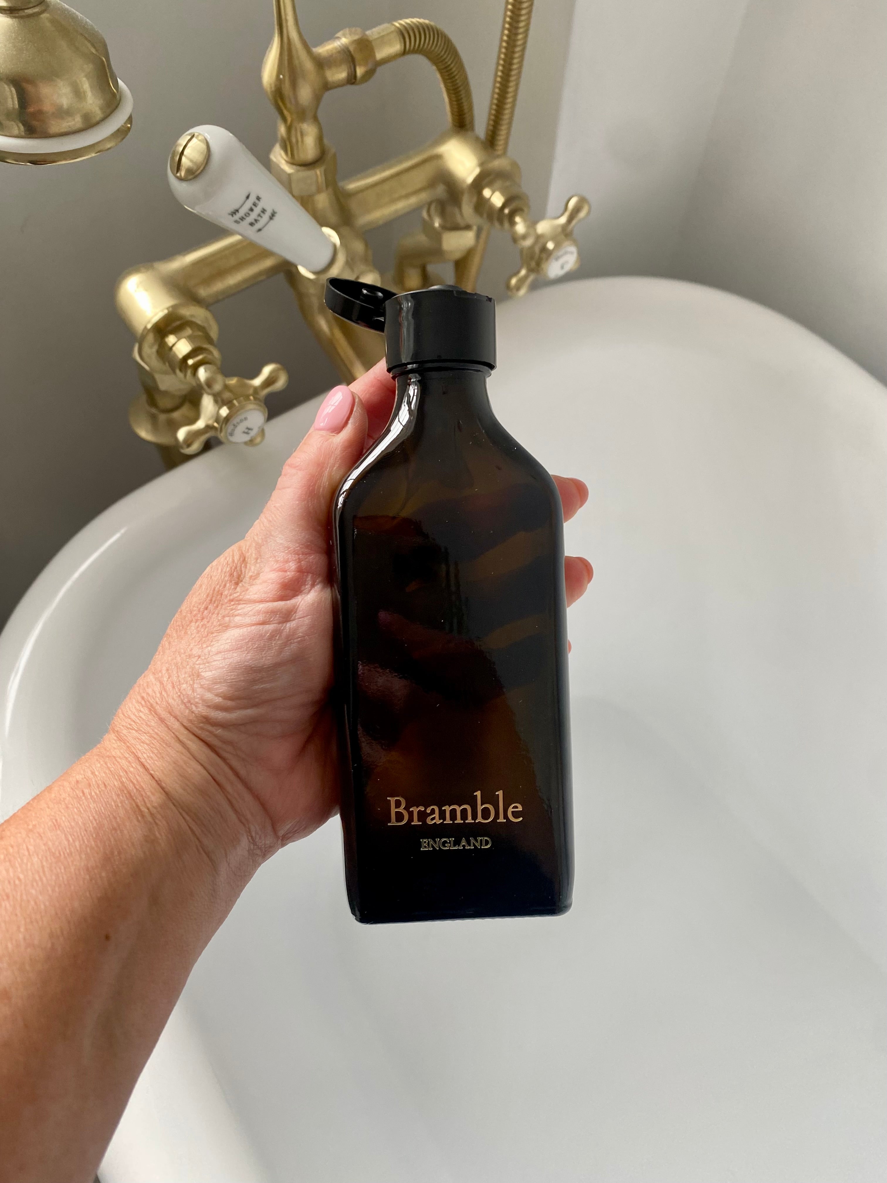 Amber Glass Rectangle  Wash + Lotion Bottle flip lid 200ML