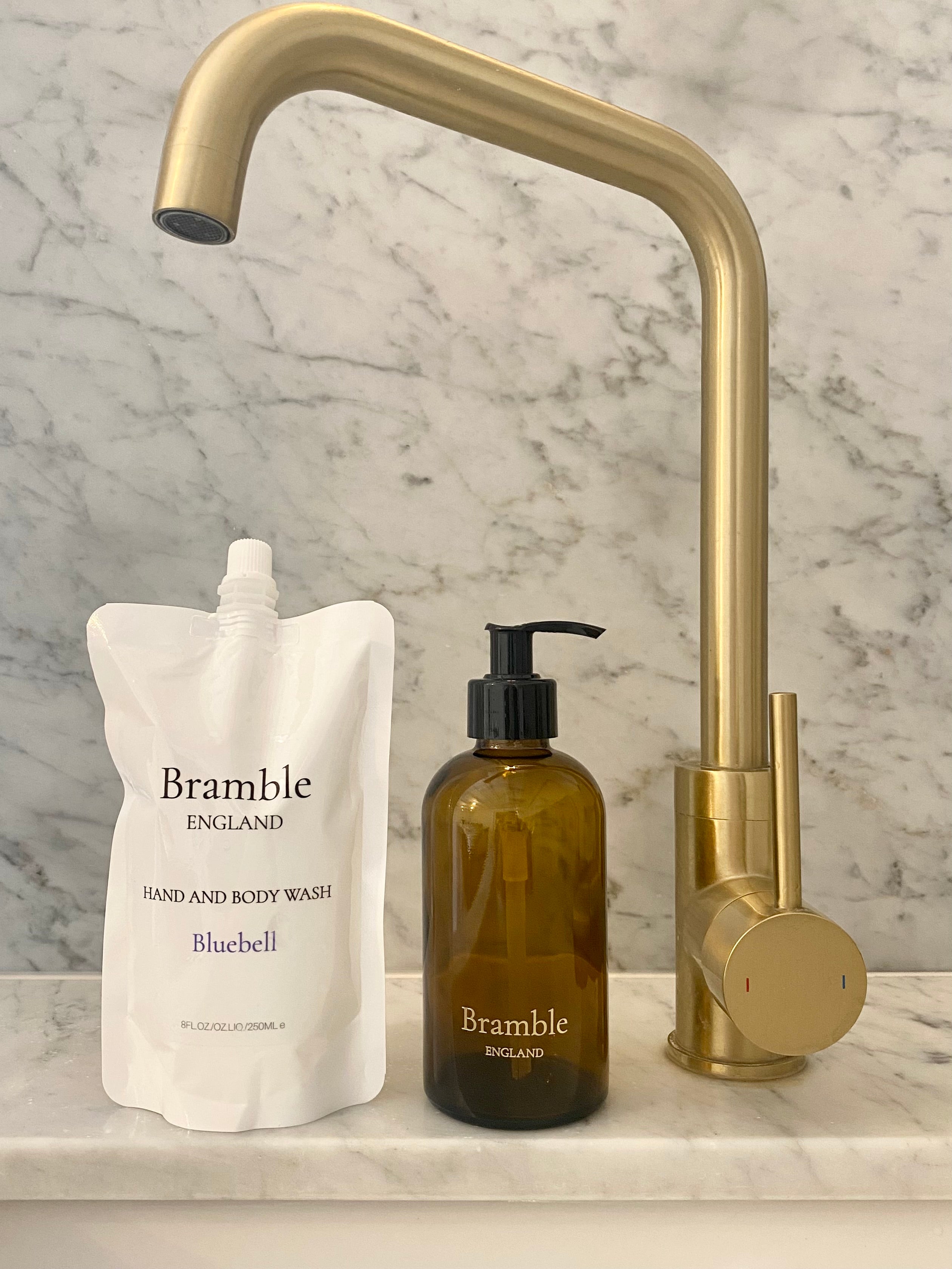 Amber Glass Wash + Lotion Bottle with Pump 250ML